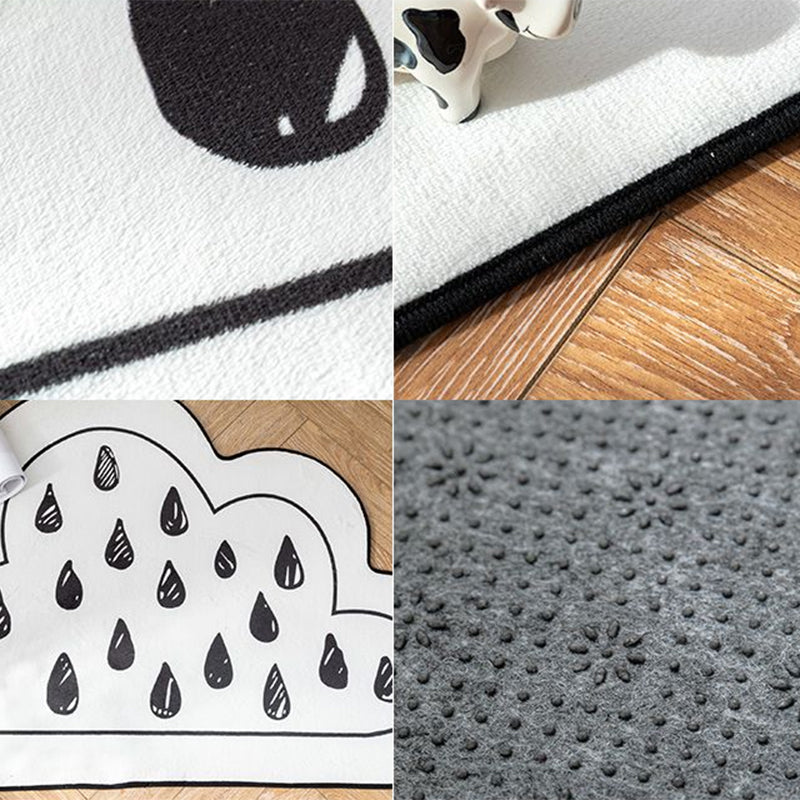 Avtoit | Novelty Children Area Rug Multicolor Raindrop Cloud Shape Rug Non-Slip Backing Washable Pet-Friendly Rug for Bedroom