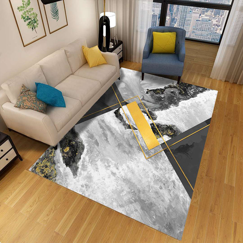 Avtoit | Minimalist 3D Geometric Rug Multi-Color Polypropylene Area Rug Pet-Friendly Non-Slip Machine Washable Rug for Large Room