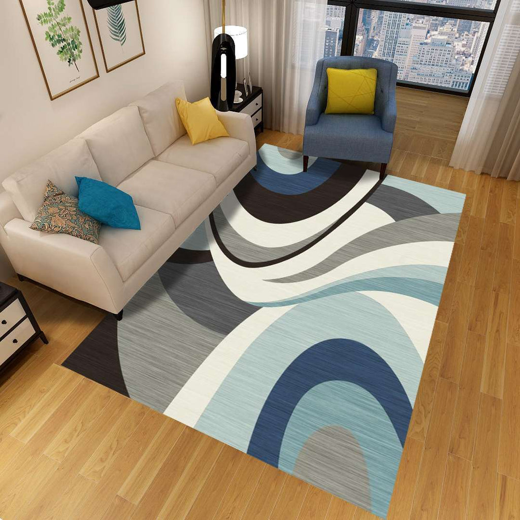 Avtoit | Minimalist 3D Geometric Rug Multi-Color Polypropylene Area Rug Pet-Friendly Non-Slip Machine Washable Rug for Large Room