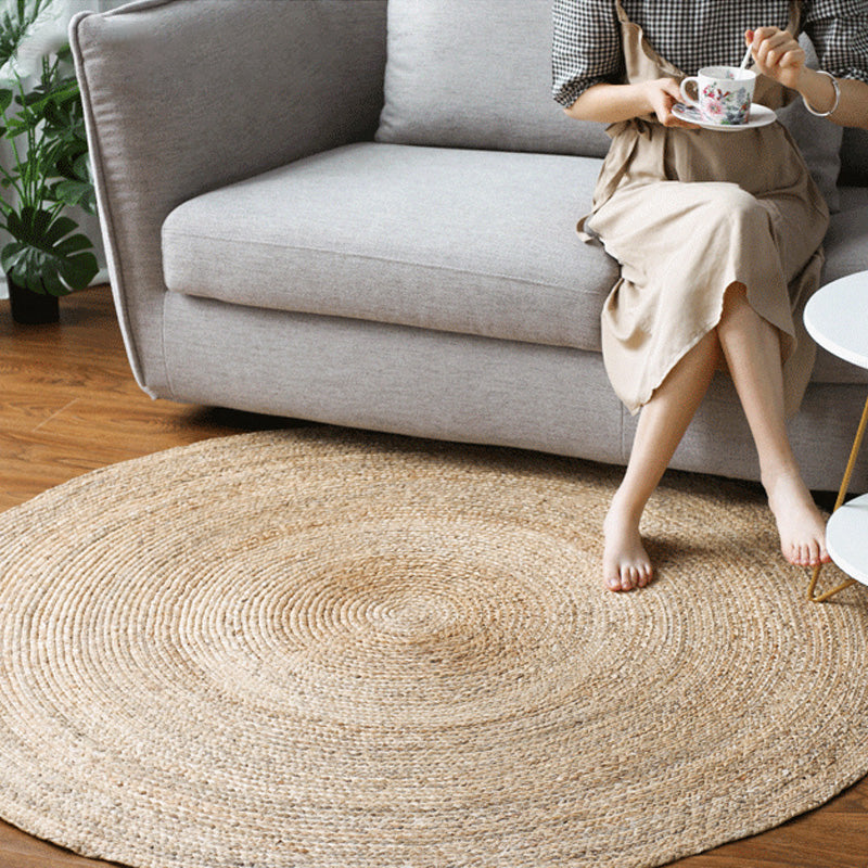 Avtoit | Multi-Color Living Room Rug Rustic Solid Color Carpet Natural Jute Pet Friendly Washable Non-Slip Mat Rug