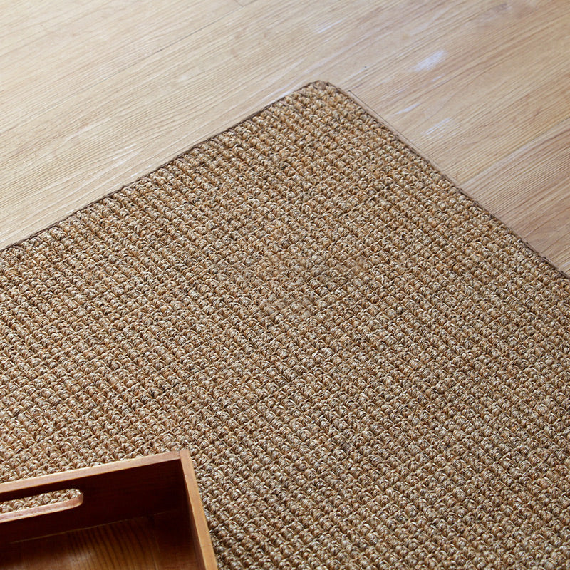 Avtoit | Lodge Home Rug Light Brown Solid Color Rug Sisal Woven Pet Friendly Machine Washable Non-Slip Rug