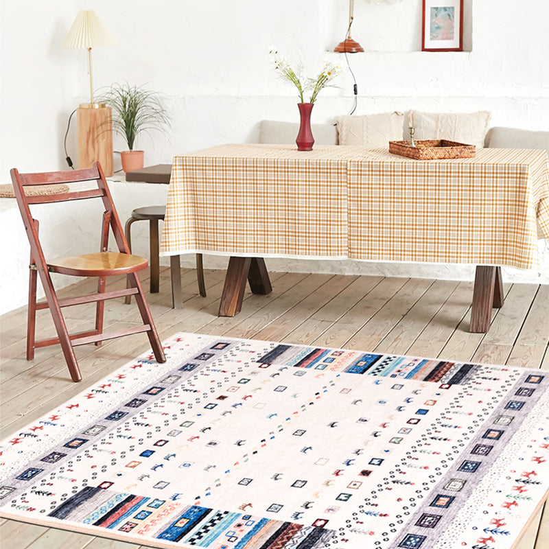 Avtoit | Moroccan Home Area Rug Multicolored Pattern Rug Polypropylene Pet-Friendly Machine Washable Rug