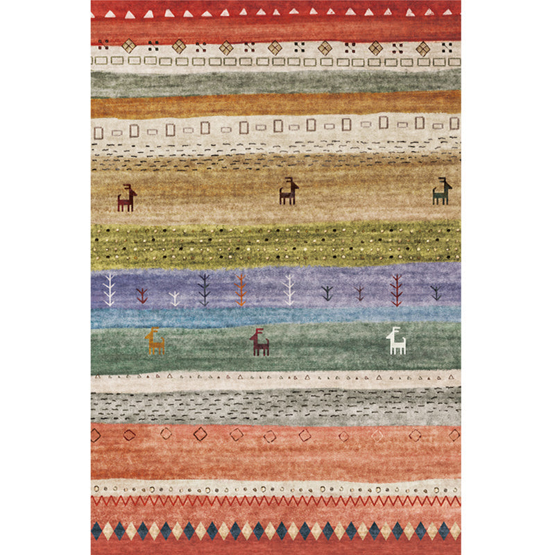 Avtoit | Moroccan Home Area Rug Multicolored Pattern Rug Polypropylene Pet-Friendly Machine Washable Rug