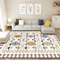 Avtoit | Beautiful Floral Pattern Carpet Multicolor Moroccan Style Carpet Polyester Non-Slip Washable Stain Resistant Carpet for Room
