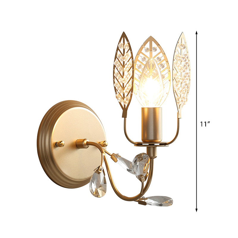 Avtoit | Modernism 1 Light Wall Lamp with Crystal Leaf Bronze Branch Wall Mounted Light for Bedroom