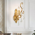 Avtoit | Brass Arch Arm Wall Mounted Light Modernism 1/2 Lights Metal Flush Mount Wall Light with Drop Crystal Decoration