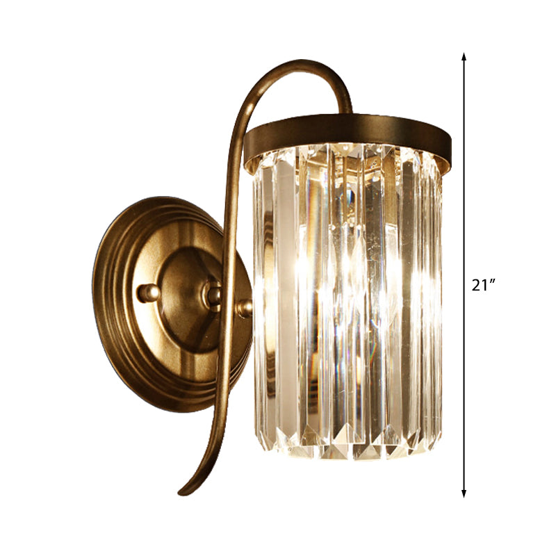 Avtoit | Prismatic Crystal Cylinder Wall Light Modern 1 Light Gold/Black Wall Mount Light