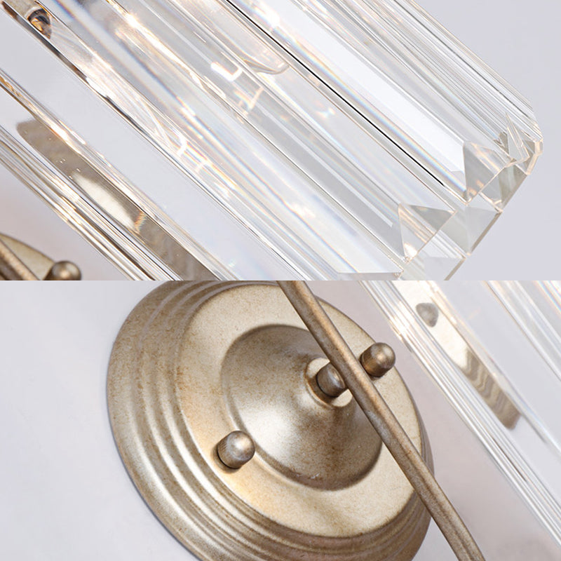 Avtoit | Prismatic Crystal Cylinder Wall Light Modern 1 Light Gold/Black Wall Mount Light