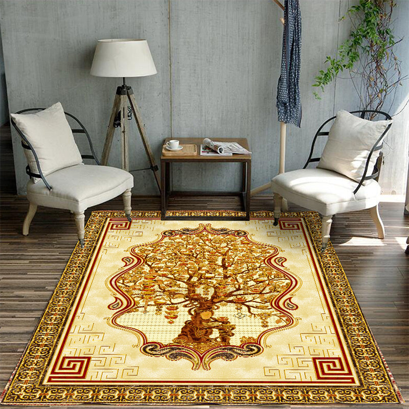 Avtoit | Glamour Drawing Print Rug Multicolor Chinoiserie Rug Synthetic Pet Friendly Non-Slip Back Washable Rug for Home