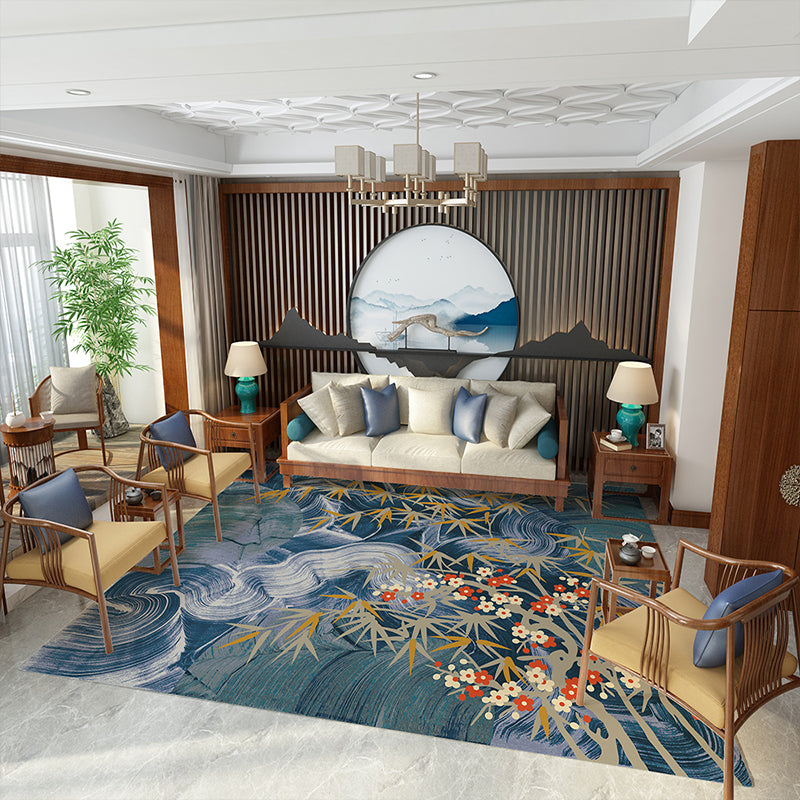 Avtoit | Glamour Drawing Print Rug Multicolor Chinoiserie Rug Synthetic Pet Friendly Non-Slip Back Washable Rug for Home