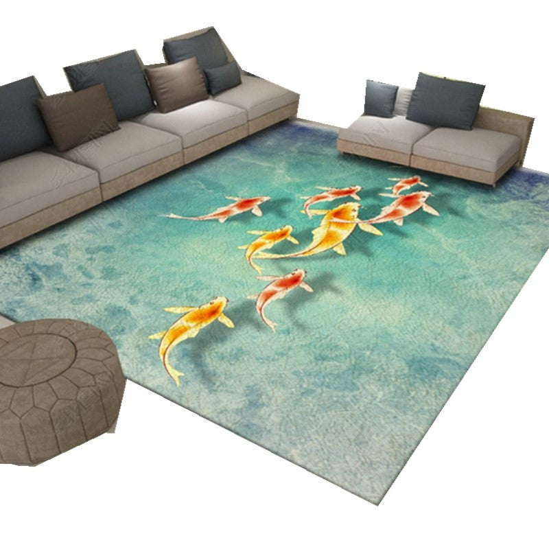 Avtoit | Multicolor Asia Indoor Rug Synthetic 3D Pattern Carpet Washable Stain Resistant Nonslip Underlay Rug for Large Room