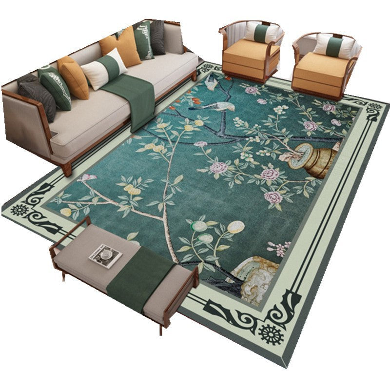 Avtoit | Traditional Chinoiserie Rug Multicolor Landscape Print Rug Pet-Friendly Washable Non-Slip Rug for Home