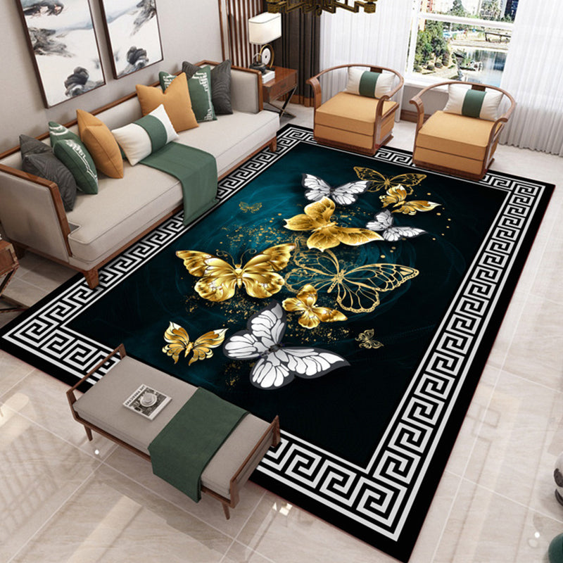 Avtoit | Traditional Chinoiserie Rug Multicolor Landscape Print Rug Pet-Friendly Washable Non-Slip Rug for Home