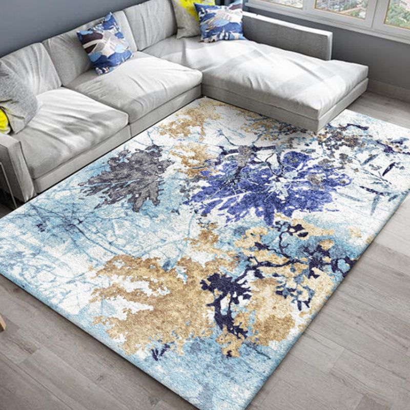 Avtoit | Chic Oriental Rug Polyester Flower Botanical Rug Non-slip Machine Washable Pet-friendly Carpet for Living Room