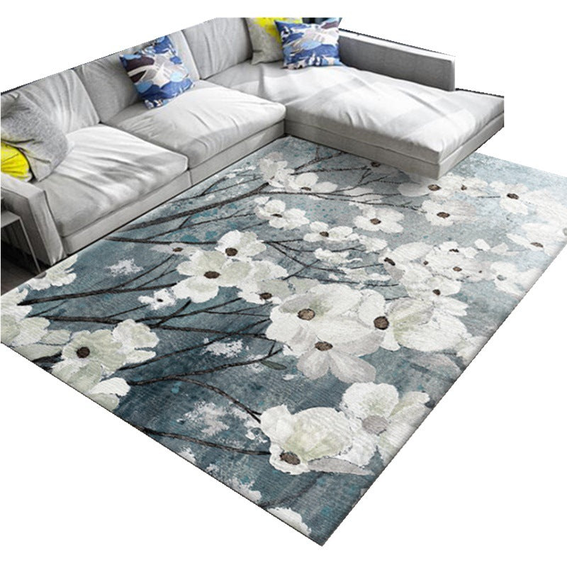 Avtoit | Chic Oriental Rug Polyester Flower Botanical Rug Non-slip Machine Washable Pet-friendly Carpet for Living Room