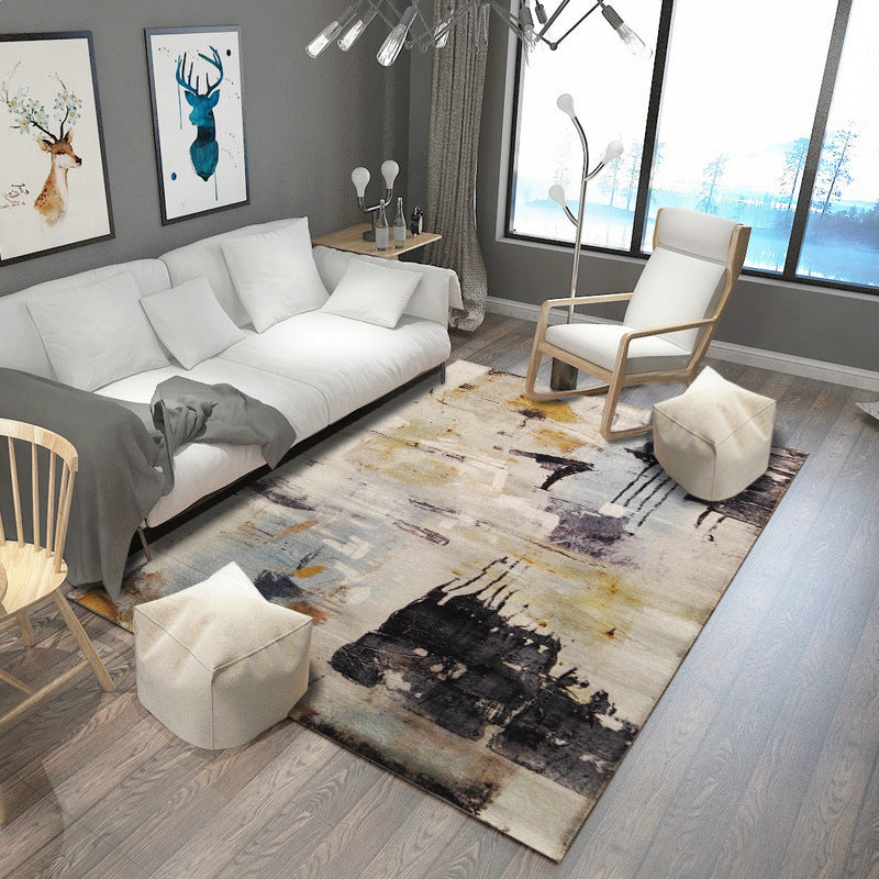 Avtoit | Steampunk Living Room Carpet Multicolored Rustic Surface Look Carpet Synthetic Stain Resistant Non-Slip Pet Friendly Indoor Carpet