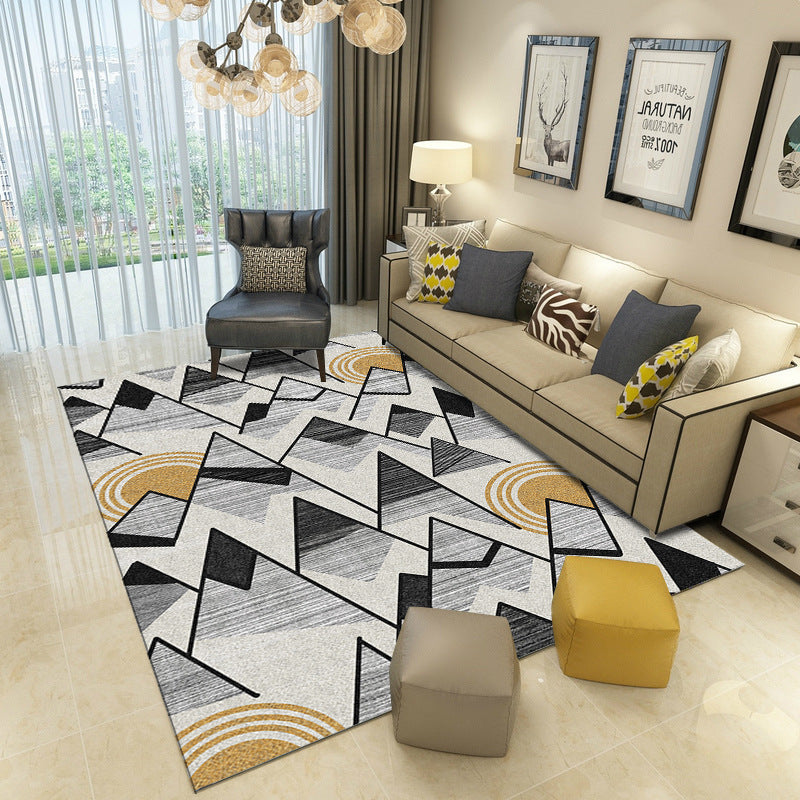 Avtoit | Classic Industrial Design Rug Multicolored Postmodernism Rug Stain Resistant Pet Friendly Non-Slip Rug for Room