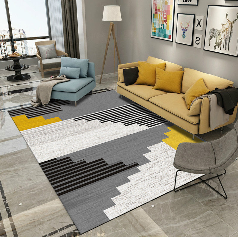 Avtoit | Classic Industrial Design Rug Multicolored Postmodernism Rug Stain Resistant Pet Friendly Non-Slip Rug for Room