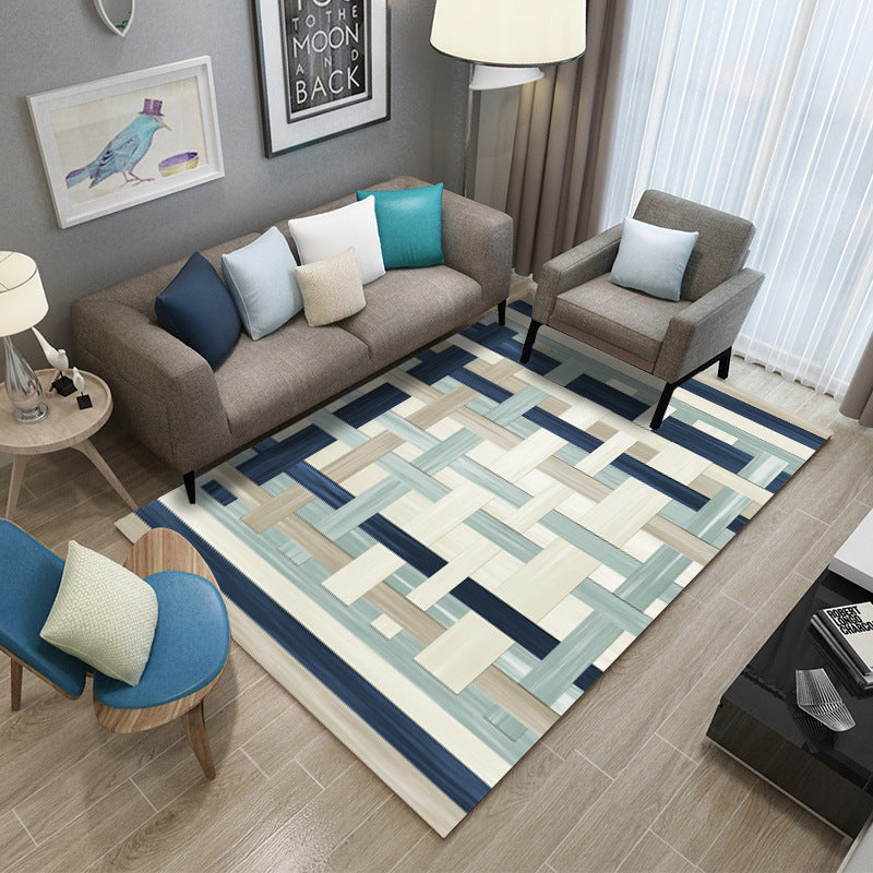 Avtoit | Classic Industrial Design Rug Multicolored Postmodernism Rug Stain Resistant Pet Friendly Non-Slip Rug for Room