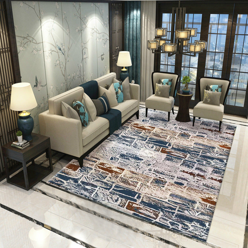 Avtoit | Classic Industrial Design Rug Multicolored Postmodernism Rug Stain Resistant Pet Friendly Non-Slip Rug for Room