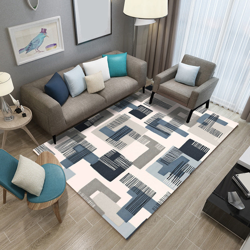 Avtoit | Classic Industrial Design Rug Multicolored Postmodernism Rug Stain Resistant Pet Friendly Non-Slip Rug for Room