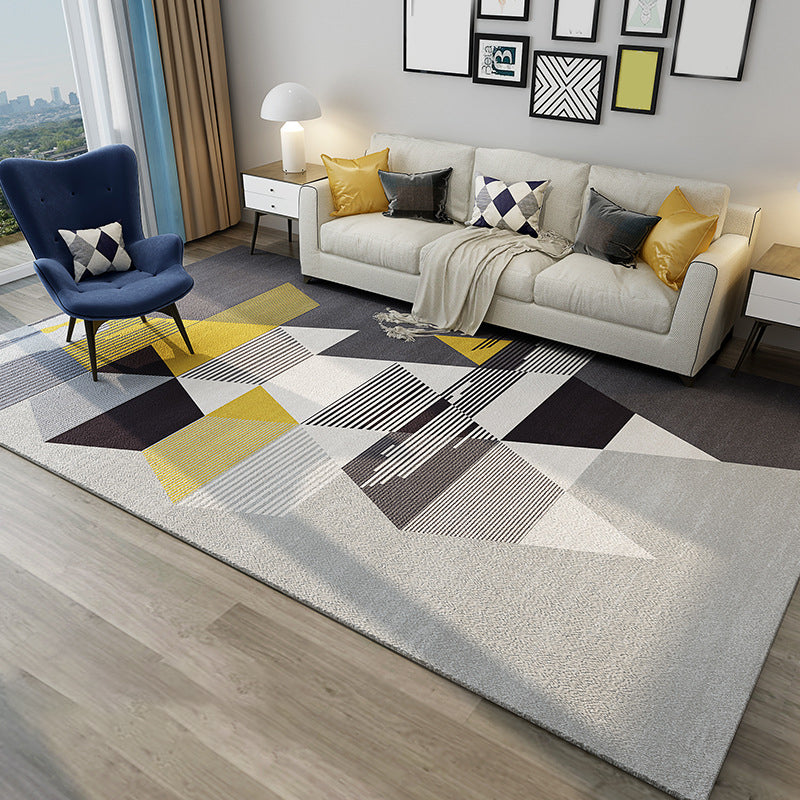 Avtoit | Chic Postmodernism Area Rug Multi Colors Steampunk Carpet Synthetic Pet Friendly Stain Resistant Non-Slip Backing Rug for Home