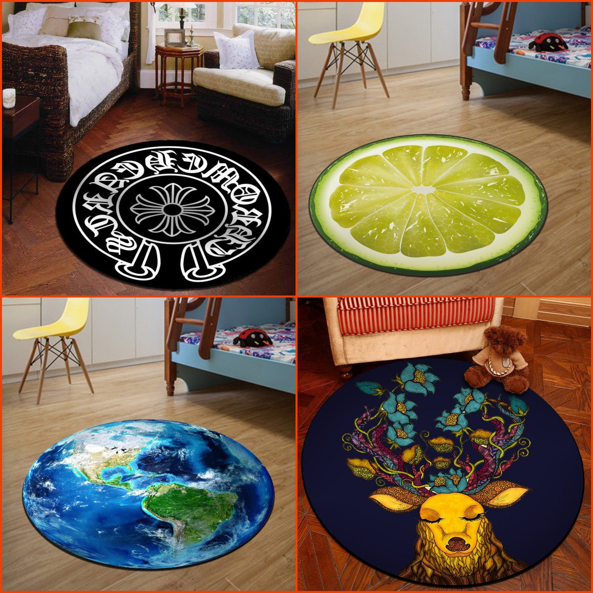 Avtoit | Novelty 3D Digital Print Carpet Multicolored Cartoon Carpet Polypropylene Stain Resistant Machine Washable Non-Slip Carpet for Bedroom