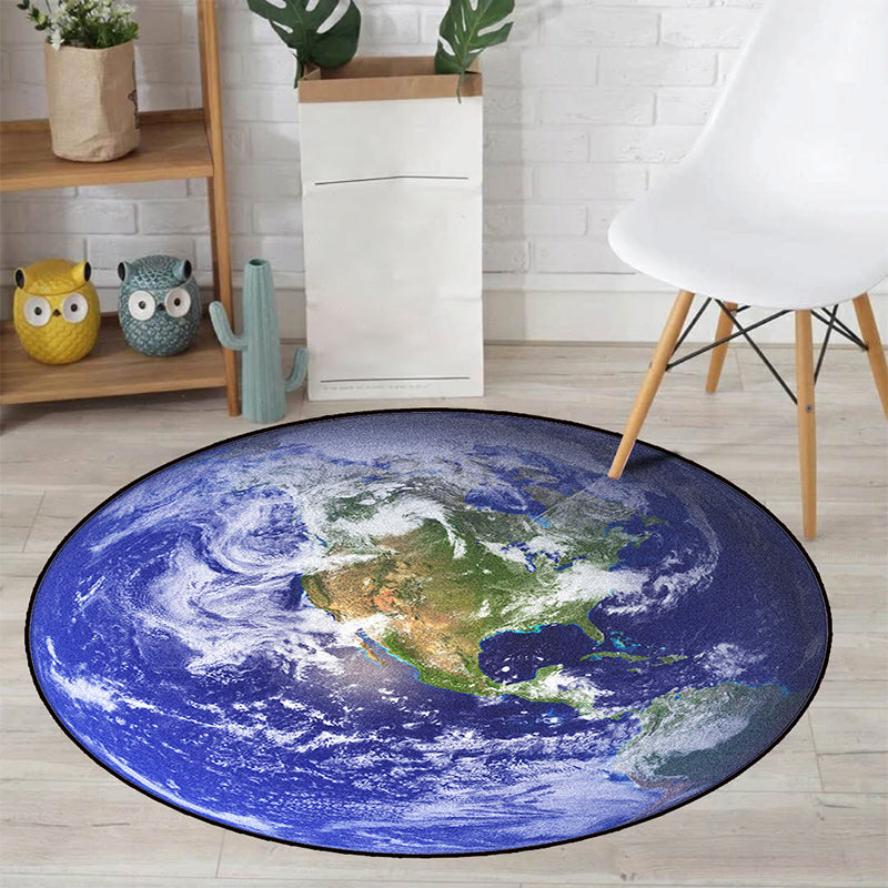 Avtoit | Realistic Multicolor Cosmos Print Rug Polyester Modern Carpet Pet Friendly Non-Slip Machine Washable Rug for Children's Room