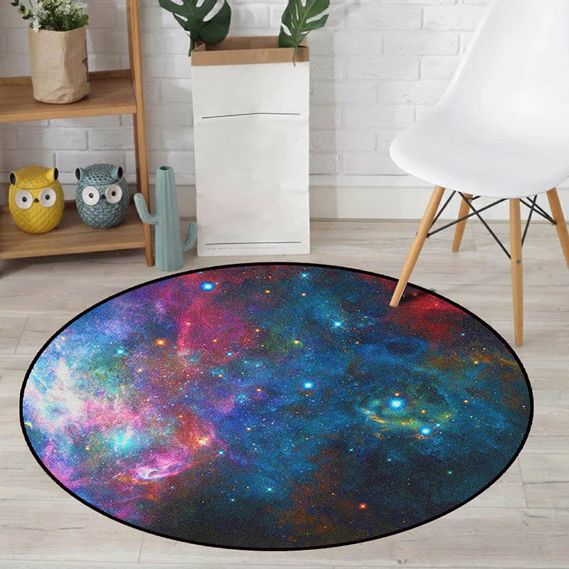 Avtoit | Realistic Multicolor Cosmos Print Rug Polyester Modern Carpet Pet Friendly Non-Slip Machine Washable Rug for Children's Room
