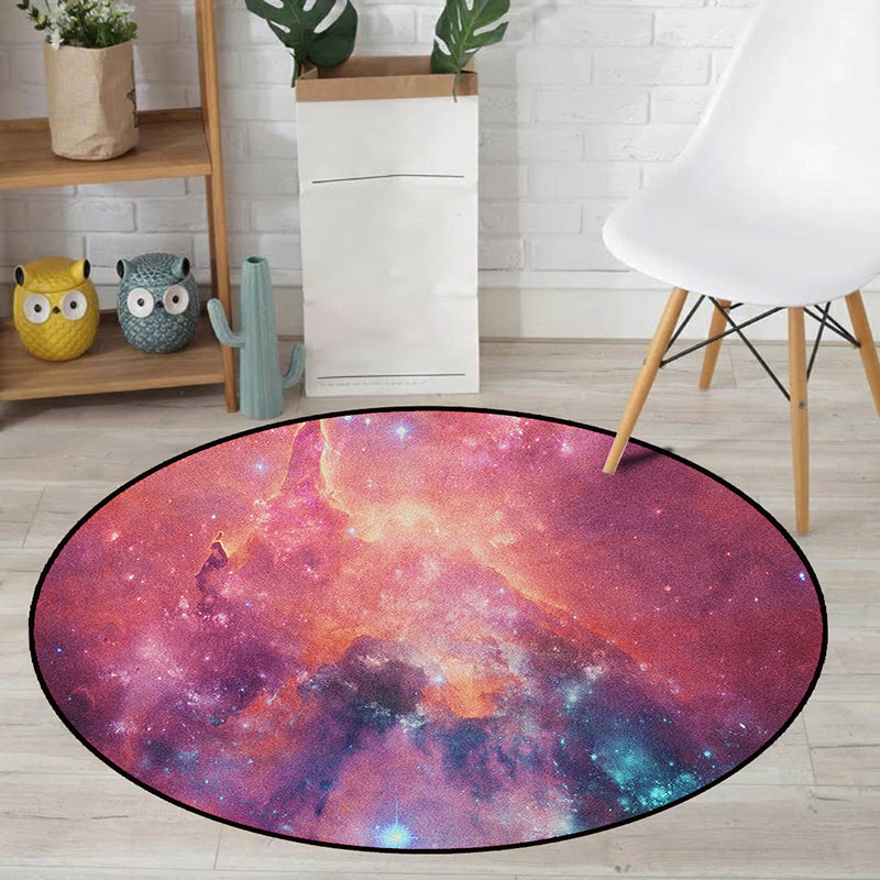 Avtoit | Realistic Multicolor Cosmos Print Rug Polyester Modern Carpet Pet Friendly Non-Slip Machine Washable Rug for Children's Room