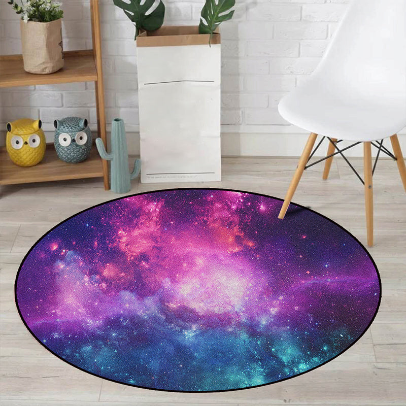 Avtoit | Realistic Multicolor Cosmos Print Rug Polyester Modern Carpet Pet Friendly Non-Slip Machine Washable Rug for Children's Room