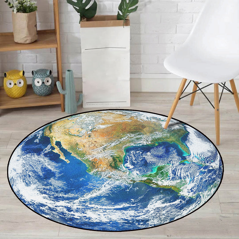 Avtoit | Realistic Multicolor Cosmos Print Rug Polyester Modern Carpet Pet Friendly Non-Slip Machine Washable Rug for Children's Room