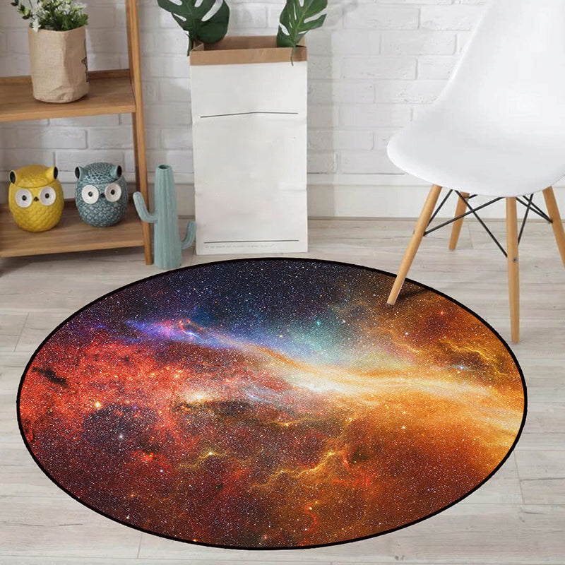 Avtoit | Realistic Multicolor Cosmos Print Rug Polyester Modern Carpet Pet Friendly Non-Slip Machine Washable Rug for Children's Room