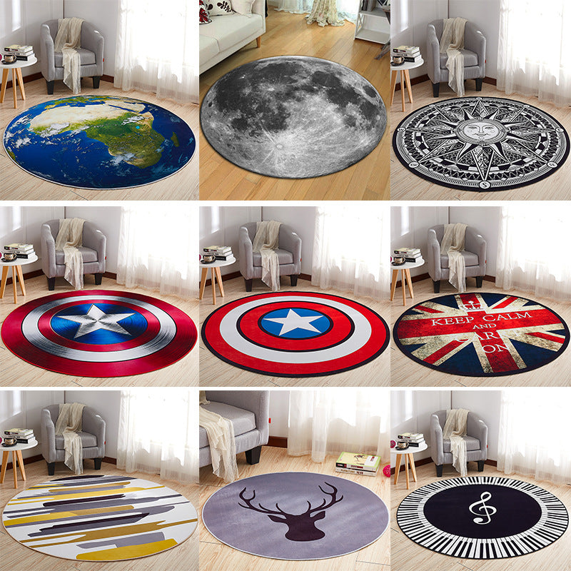 Avtoit | Creative Boys Bedroom Rug Multi Colors Optical Illusion Rug Polypropylene Non-slip Pet-friendly Washable Rug
