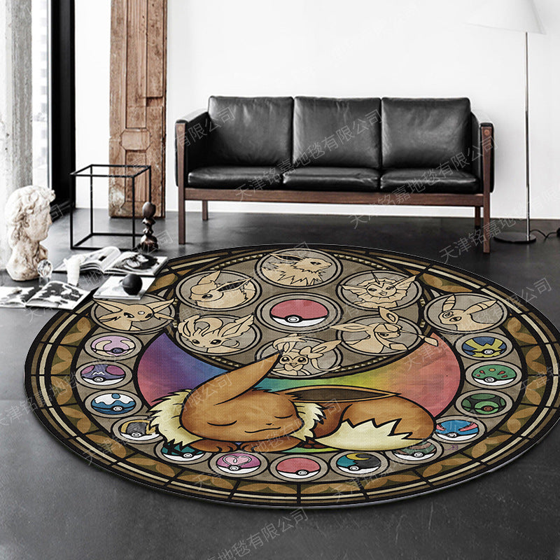 Avtoit | Modern 3D Anime Pattern Carpet Multicolored Polypropylene Carpet Non-Slip Back Machine Washable Pet-Friendly Carpet for the Children's Room