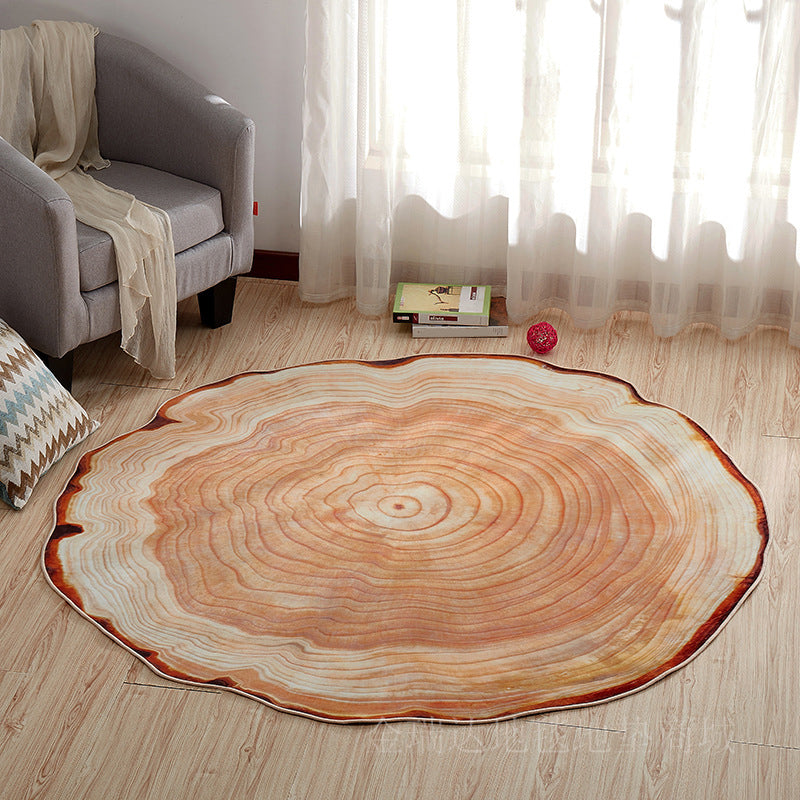 Avtoit | Multicolor 3D Tree Rings Carpet Polypropylene Contemporary Carpet Washable Non-Slip Back Animal-Friendly Carpet for Living Room