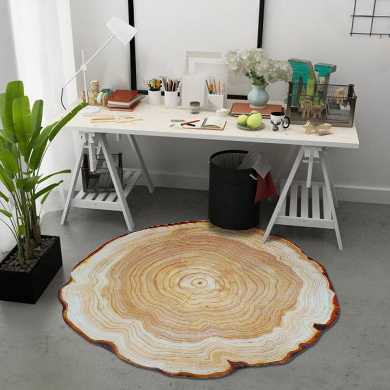 Avtoit | Multicolor 3D Tree Rings Carpet Polypropylene Contemporary Carpet Washable Non-Slip Back Animal-Friendly Carpet for Living Room
