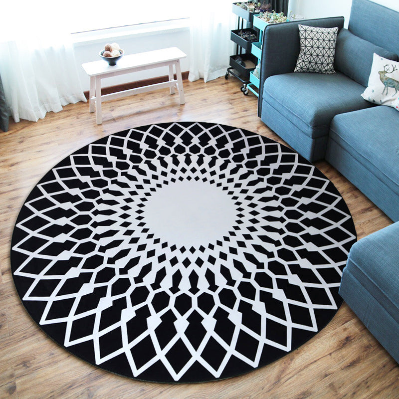Avtoit | Cool Multi-Colored Novelty Rug Synthetic 3D Illusion Rug Machine Washable Non-Slip Pet-Friendly Rug for the Living Room