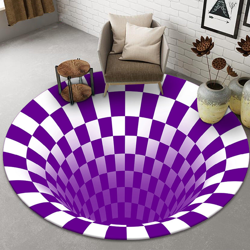 Avtoit | Funny Novelty Rug Multicolor Visual Trick Spiral Trap Rug Non-Slip Washable Pet-Friendly Rug for Room