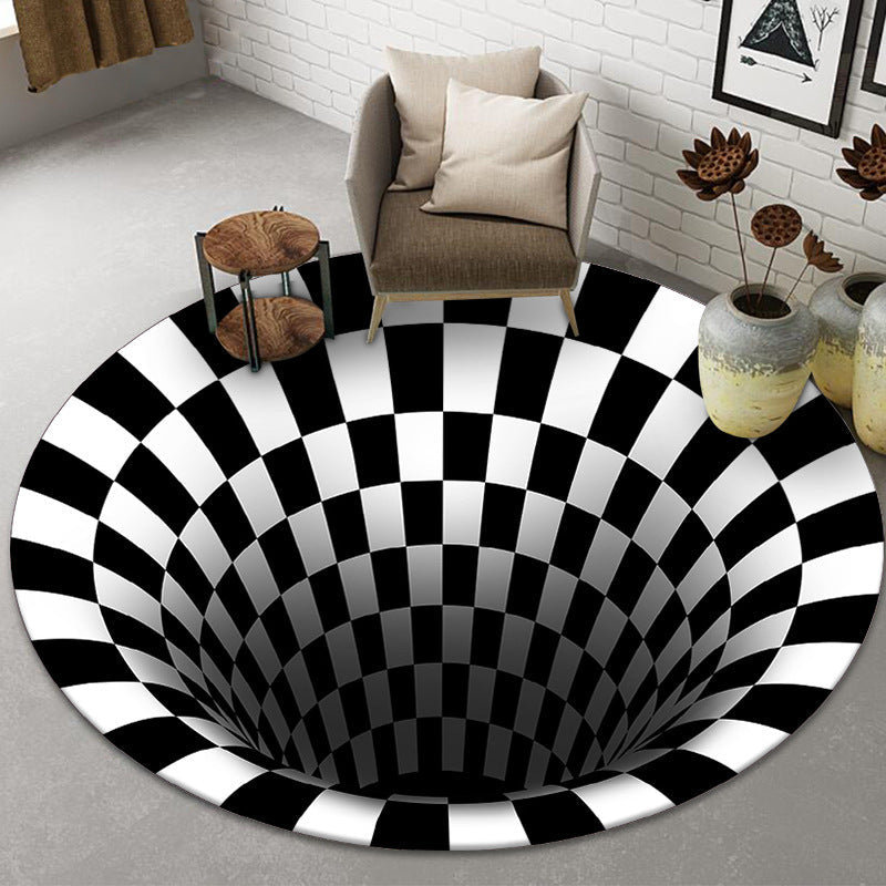 Avtoit | Funny Novelty Rug Multicolor Visual Trick Spiral Trap Rug Non-Slip Washable Pet-Friendly Rug for Room