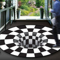 Avtoit | Black-White Creative Carpet Polyester Optical Illusions Vortex Area Rug Pet Friendly Washable Non-Slip Rug for Hall
