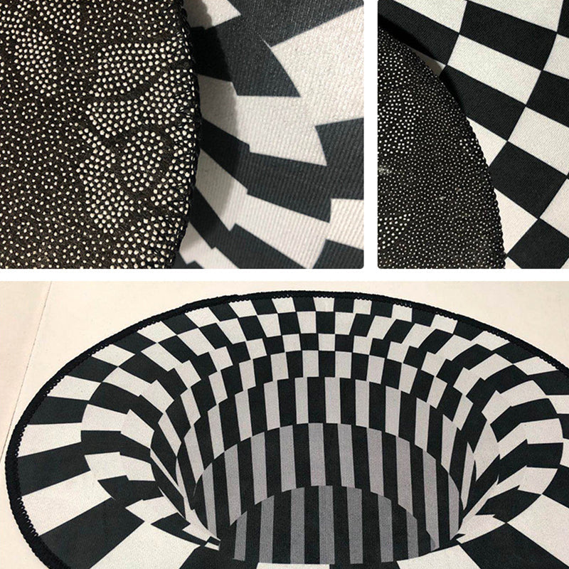 Avtoit | Creepy Hole 3D Illusion Rug Black and White Modern Rug Polypropylene Pet-Friendly Antiskid Dirt-Resistant Rug for Living Room