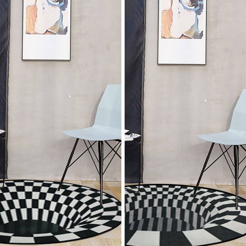 Avtoit | Creepy Hole 3D Illusion Rug Black and White Modern Rug Polypropylene Pet-Friendly Antiskid Dirt-Resistant Rug for Living Room