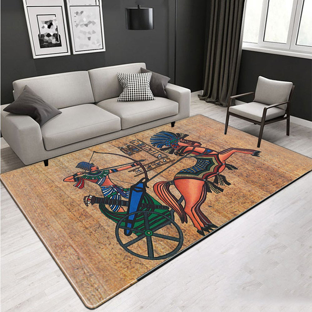 Avtoit | Novelty Living Room Rug Multicolored Tribal Figures Print Rug Synthetic Pet Friendly Non-Slip Back Washable Rug