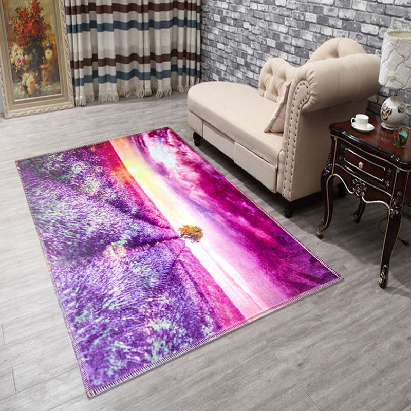 Avtoit | Amazing Multicolor Natural Landscape Carpet Polyester Modern Carpet Stain Resistant Washable Non-Slip Back Carpet for Family Room