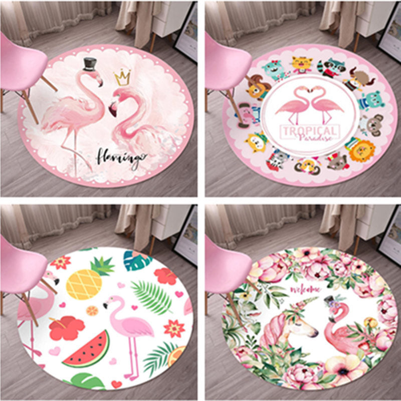 Avtoit | Tropical Flamingo Rug Multicolor Synthetic Rug Washable Non-Slip Backing Pet Friendly Rug for Living Room
