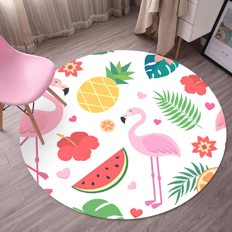 Avtoit | Tropical Flamingo Rug Multicolor Synthetic Rug Washable Non-Slip Backing Pet Friendly Rug for Living Room