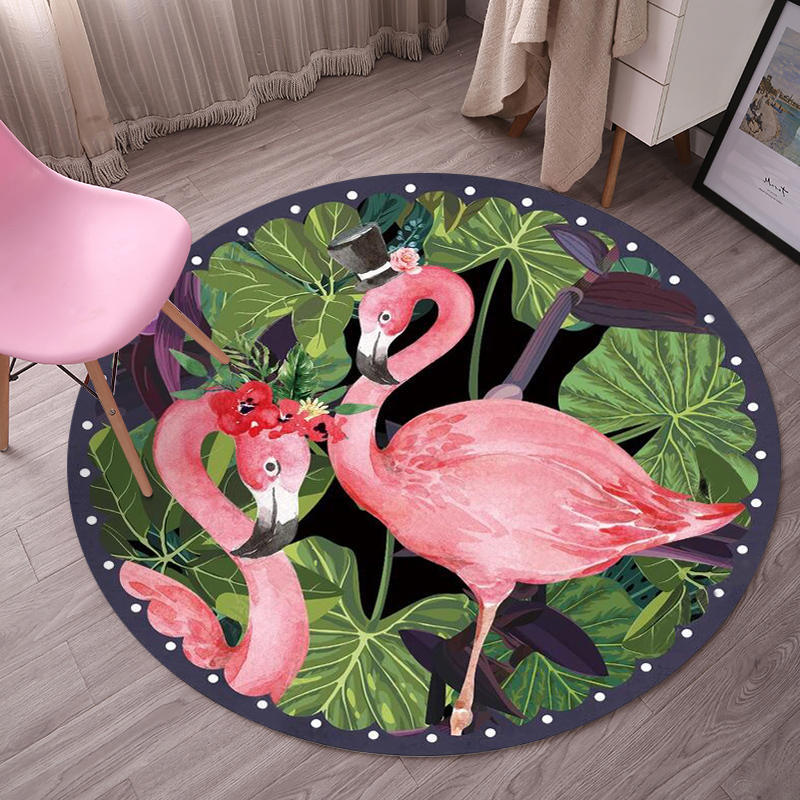 Avtoit | Tropical Flamingo Rug Multicolor Synthetic Rug Washable Non-Slip Backing Pet Friendly Rug for Living Room