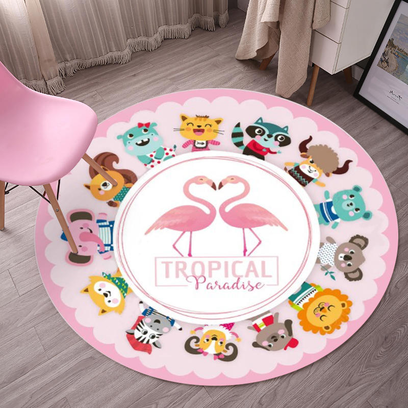Avtoit | Tropical Flamingo Rug Multicolor Synthetic Rug Washable Non-Slip Backing Pet Friendly Rug for Living Room