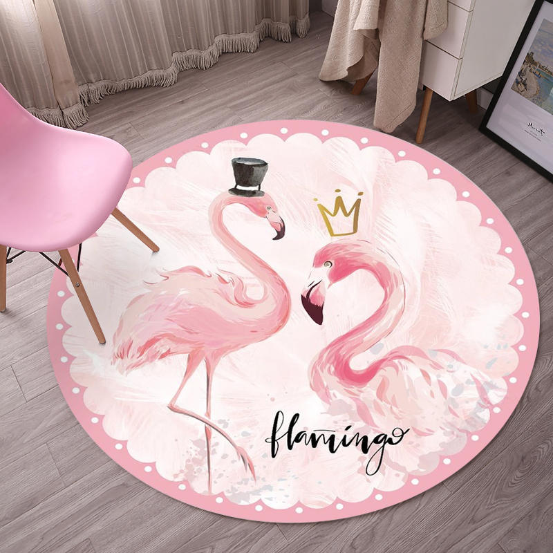 Avtoit | Tropical Flamingo Rug Multicolor Synthetic Rug Washable Non-Slip Backing Pet Friendly Rug for Living Room
